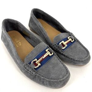 COACH And Four Blue/Gray Suede Loafers Horse Bit Slip On Shoes WOMENS 6 M